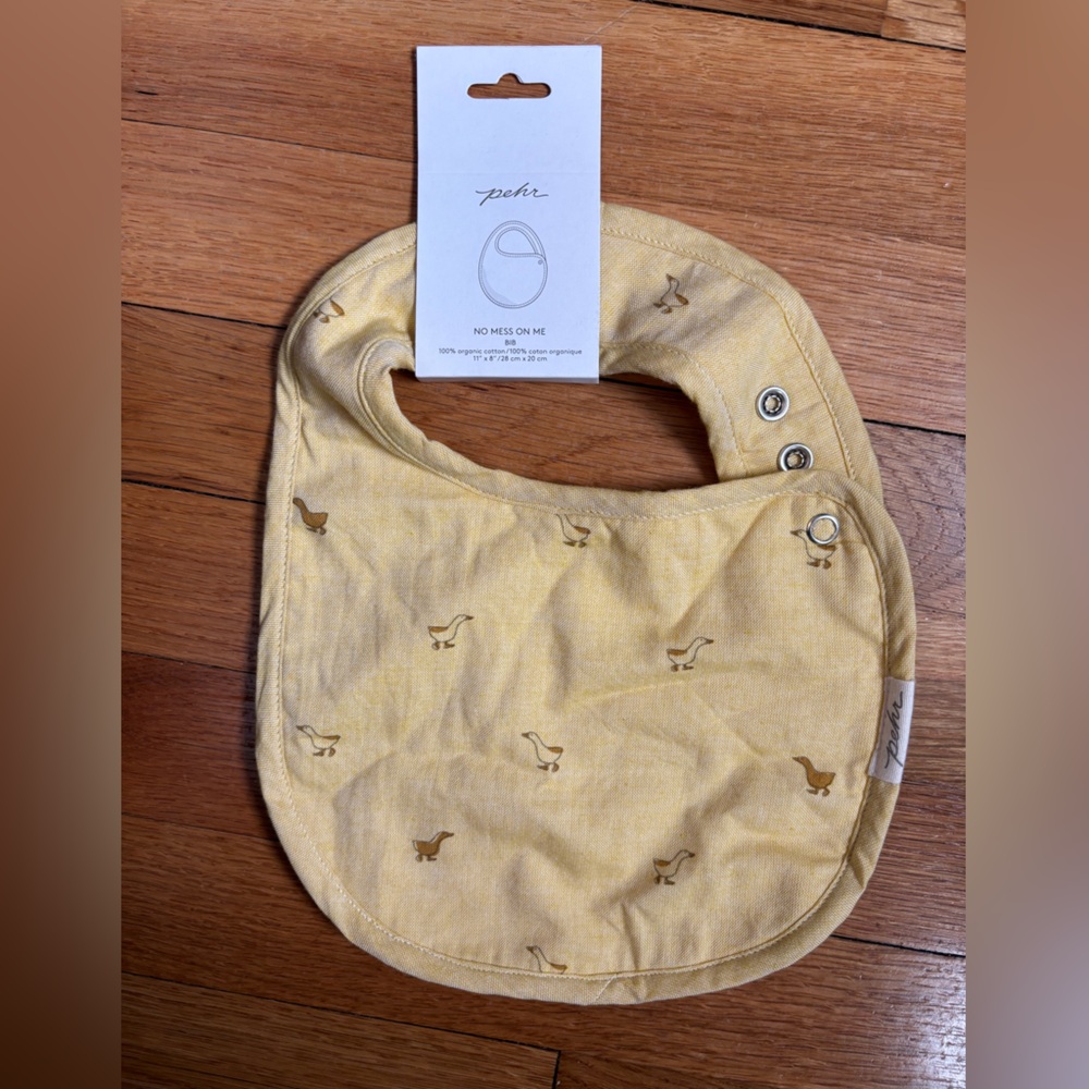 Pehr Yellow Baby Bib with Tiny Duck Print